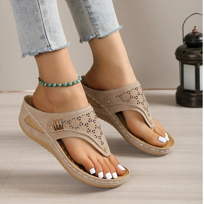 Inga | Women's Leather Look Slip on Flip Flop