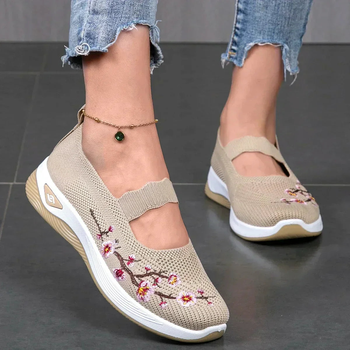 Colette | Women's Floral Print Embroidery Sneaker