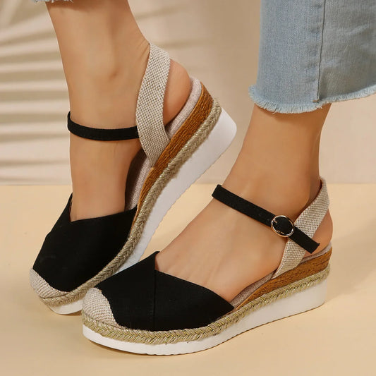 Joanna | Women's Woven Leather Look Espadrille