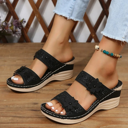 Carina | Women's Floral Print Perforated Slide