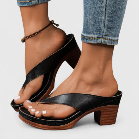 Davina | Women's Leather Look Square Toe Flip Flop