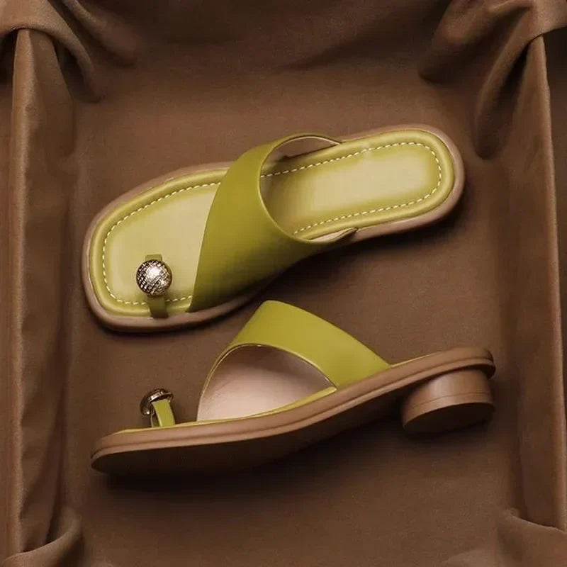 Morgane | Women's Leather Square Toe Slide
