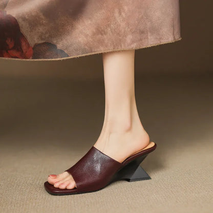 Gwendolyn | Women's Leather Square Toe Slide
