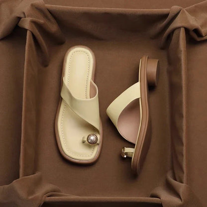 Morgane | Women's Leather Square Toe Slide