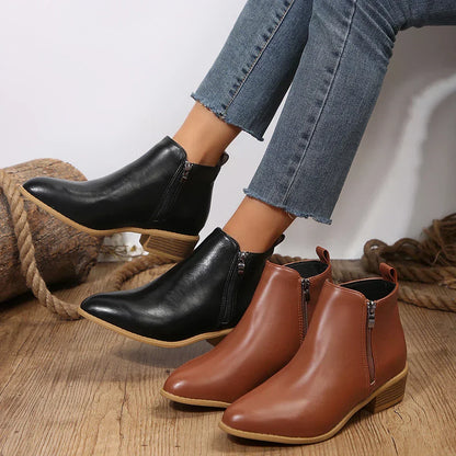 Sloane | Women's Check Pattern Leather Look Ankle Boot