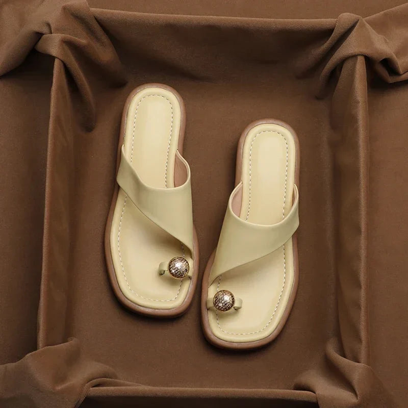 Morgane | Women's Leather Square Toe Slide