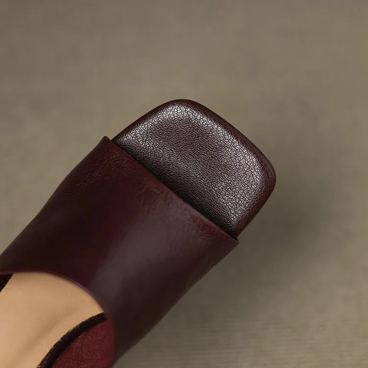 Gwendolyn | Women's Leather Square Toe Slide