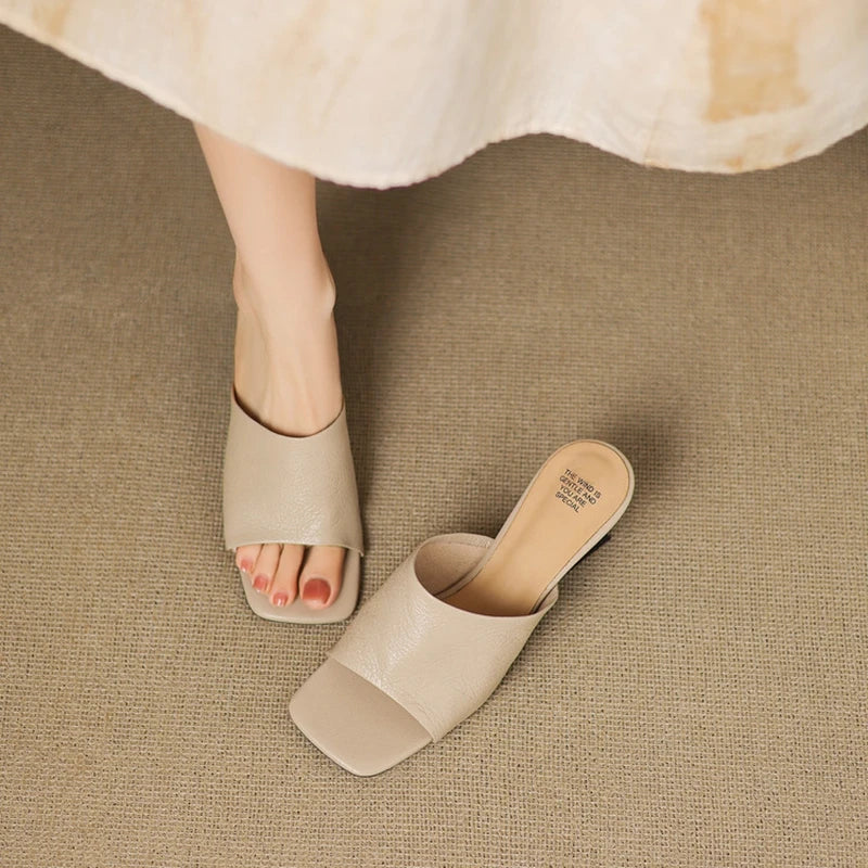 Gwendolyn | Women's Leather Square Toe Slide