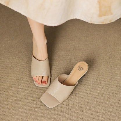 Gwendolyn | Women's Leather Square Toe Slide