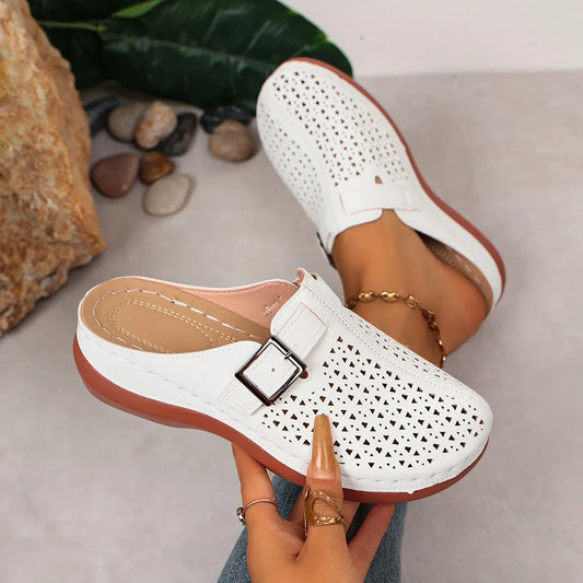 Tabitha | Women's Perforated Buckle Strap Slide