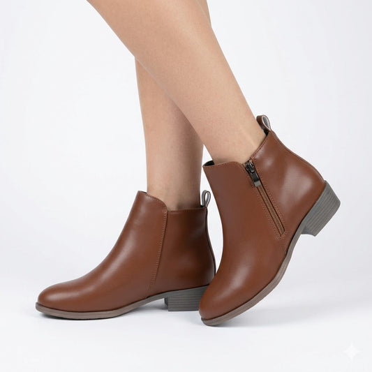 Jolanda | Women's Leather Look Lace Up Ankle Boot