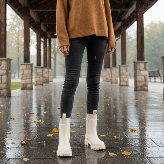 Cora | Women's Lace Up Grooved Rain Boot