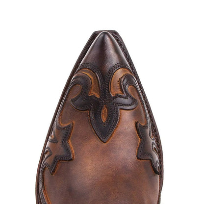 Paola | Unisex Embroidery Leather Look Ankle Boot