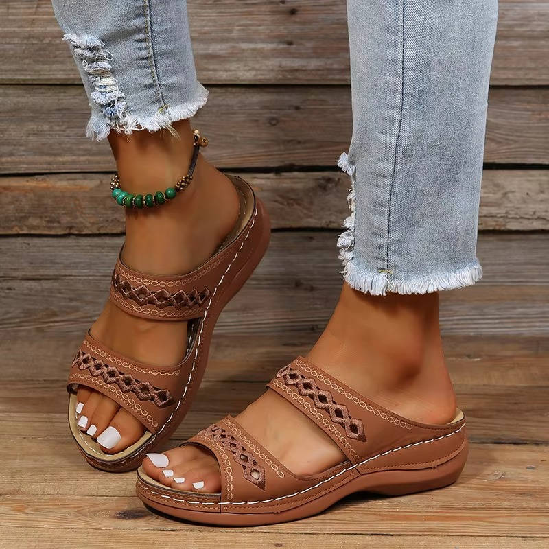 Tilly | Women's Embroidery Wedge Slide