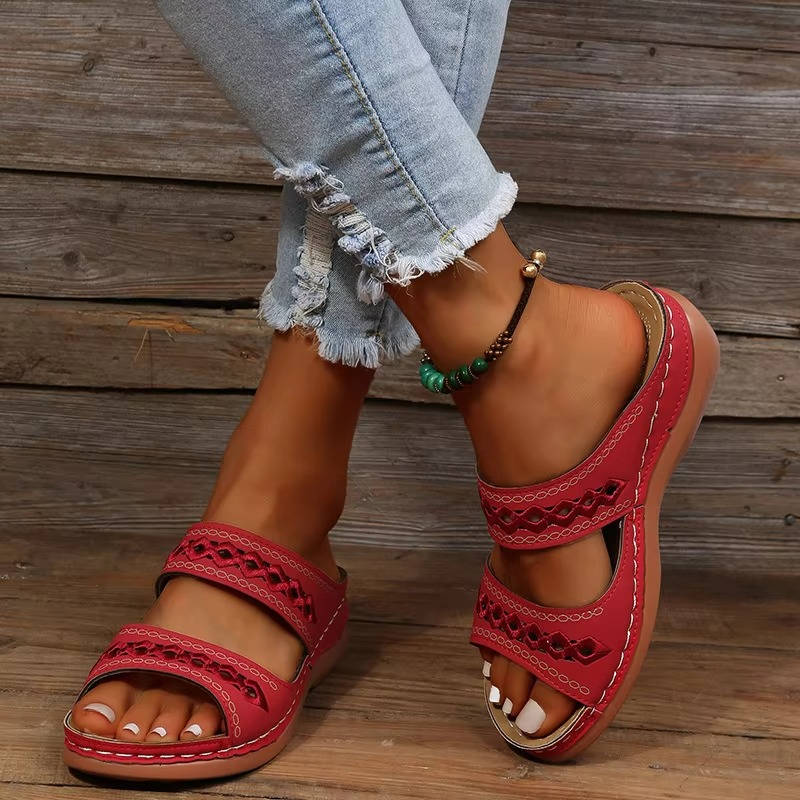 Tilly | Women's Embroidery Wedge Slide