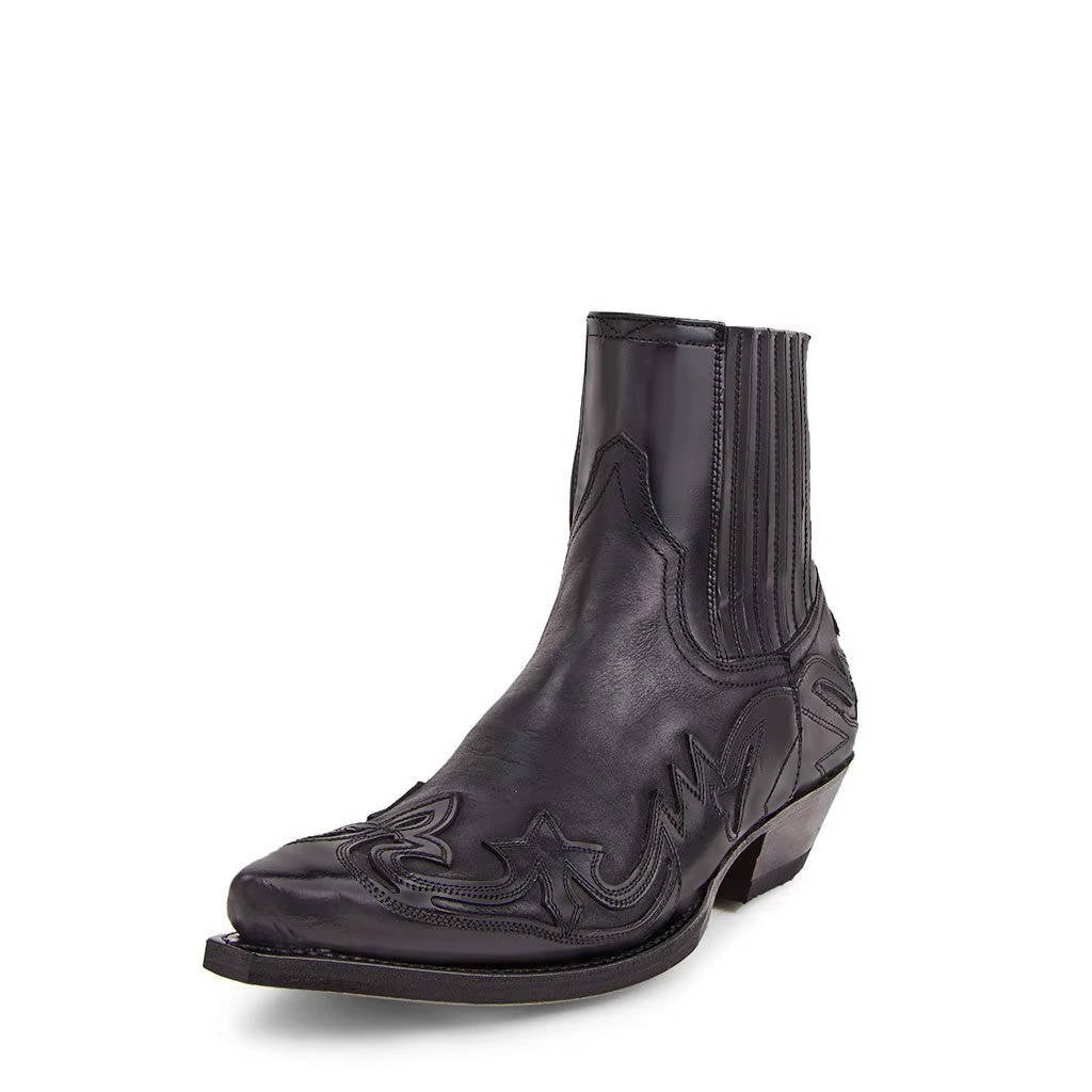 Paola | Unisex Embroidery Leather Look Ankle Boot