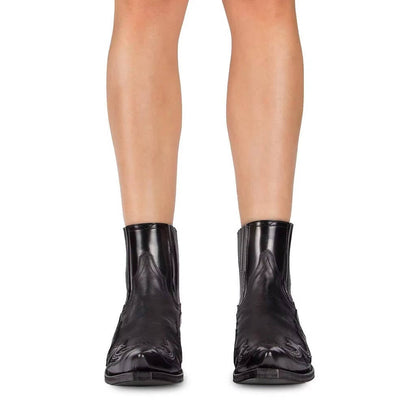 Paola | Unisex Embroidery Leather Look Ankle Boot