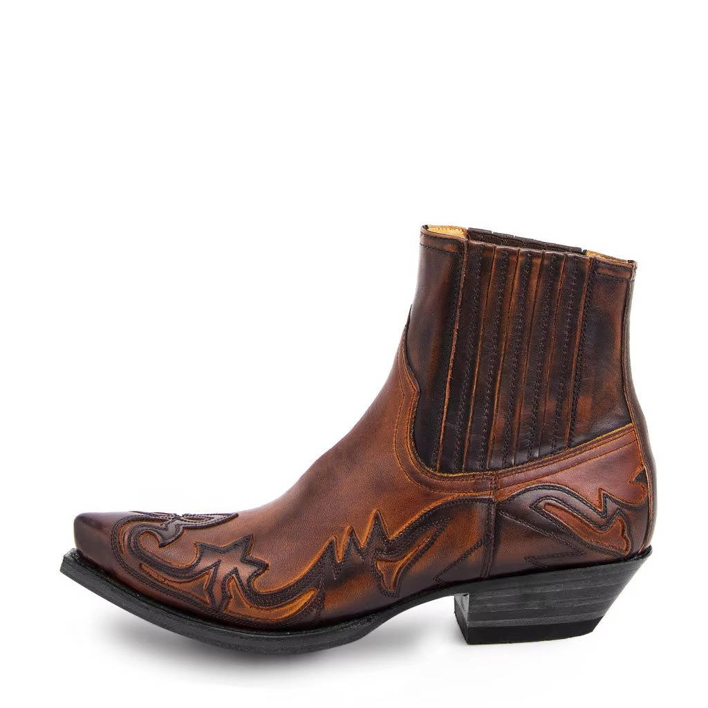 Paola | Unisex Embroidery Leather Look Ankle Boot
