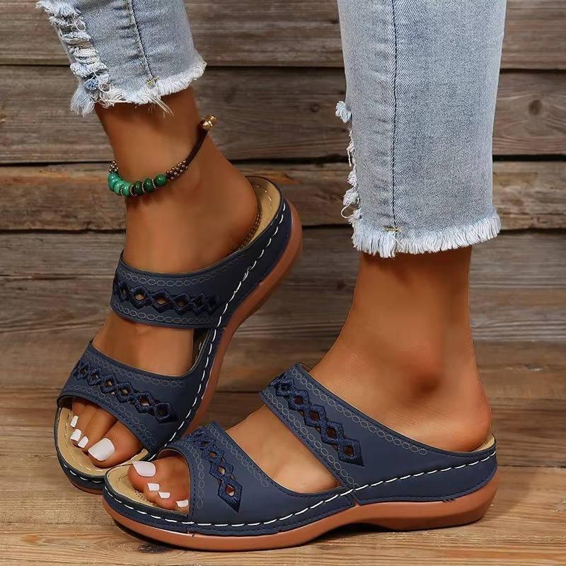 Tilly | Women's Embroidery Wedge Slide