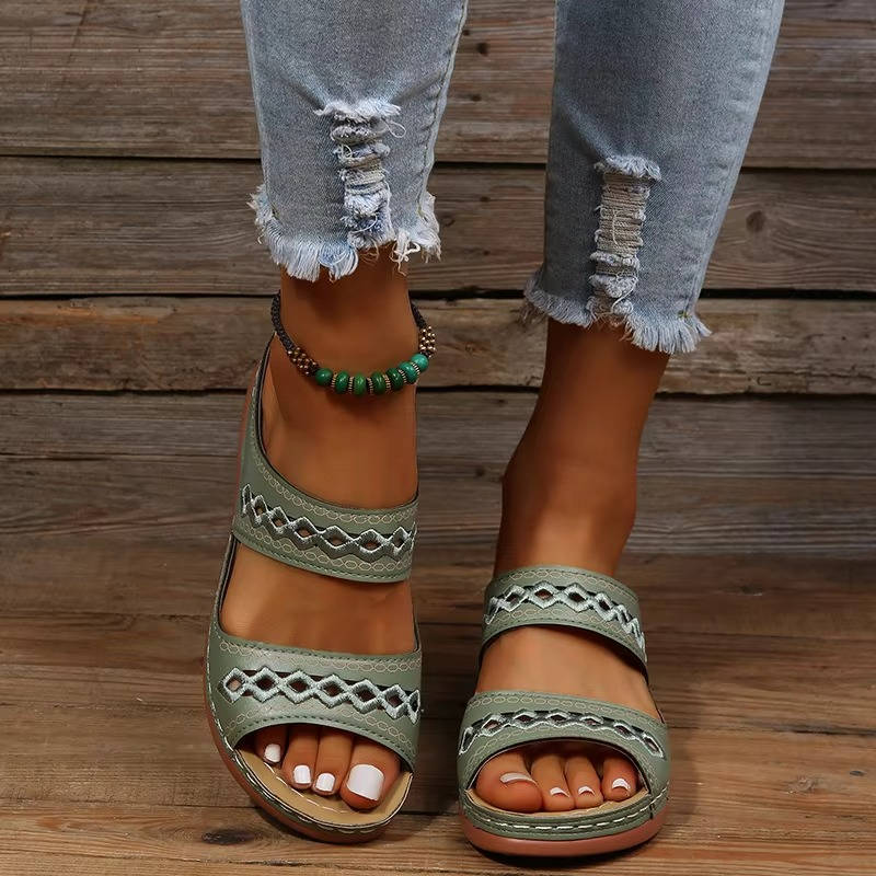Tilly | Women's Embroidery Wedge Slide