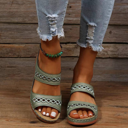 Tilly | Women's Embroidery Wedge Slide