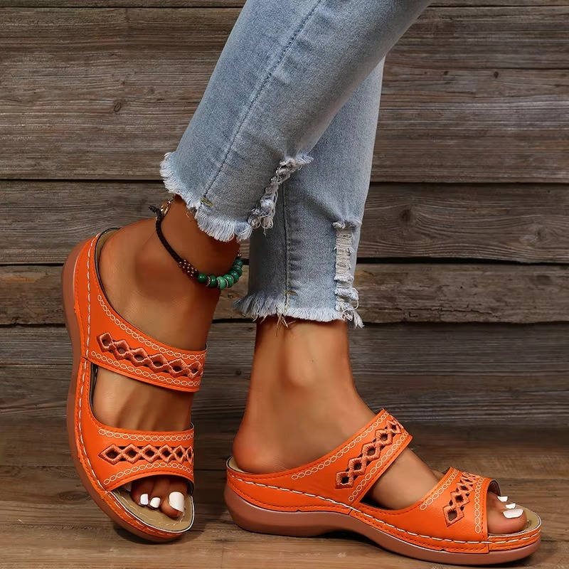 Tilly | Women's Embroidery Wedge Slide