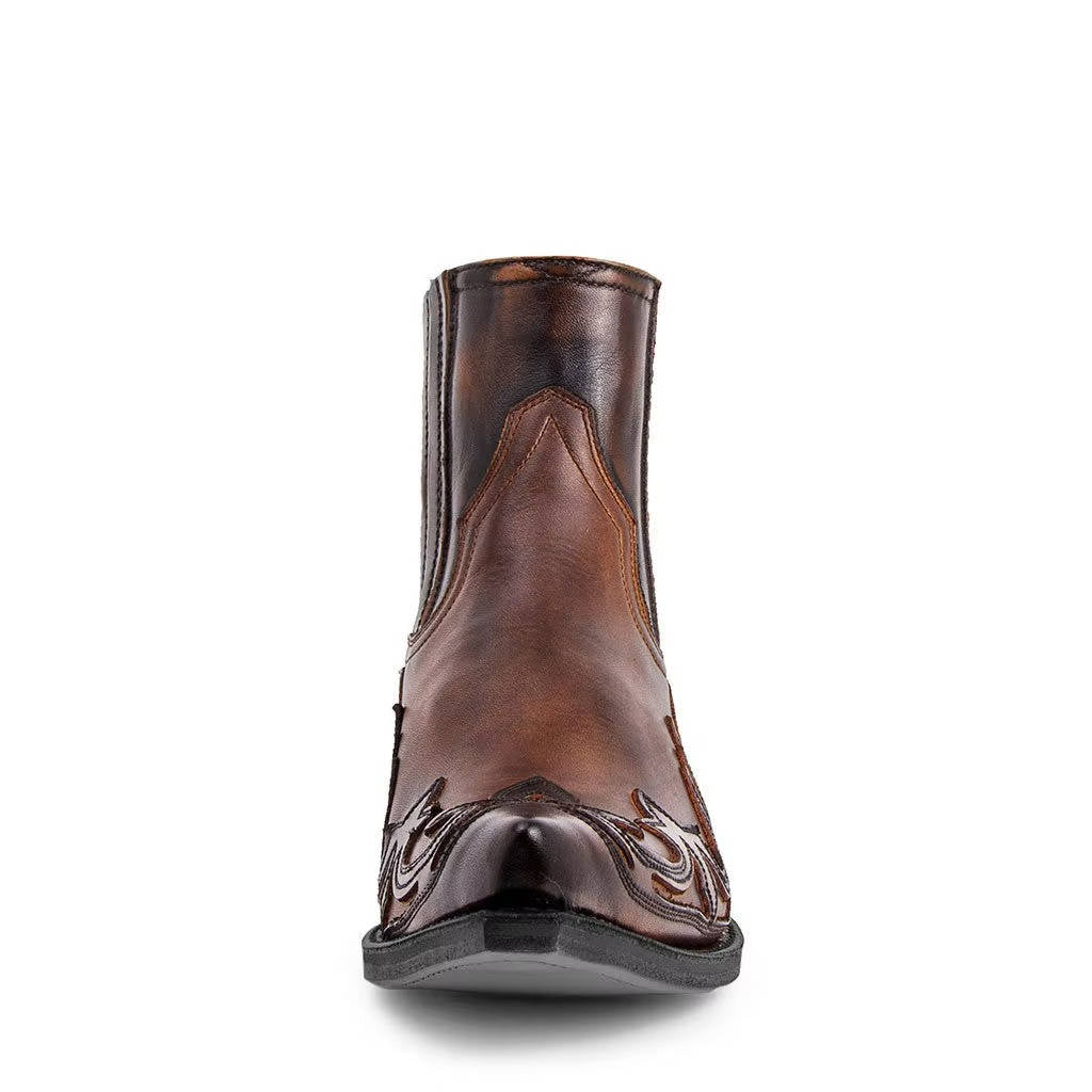 Paola | Unisex Embroidery Leather Look Ankle Boot