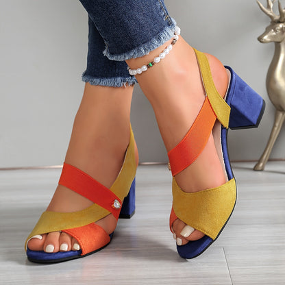 Birgit | Women's Crossed Straps Block Heel Sandal