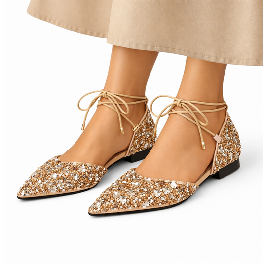 Winifred | Women's Set Stones Pointed Toe Flat Shoe