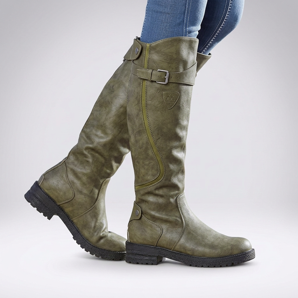 Veronica | Women's Buckle Strap Grooved Boot
