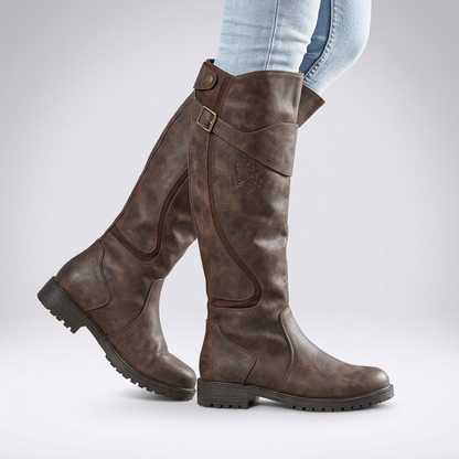 Veronica | Women's Buckle Strap Grooved Boot