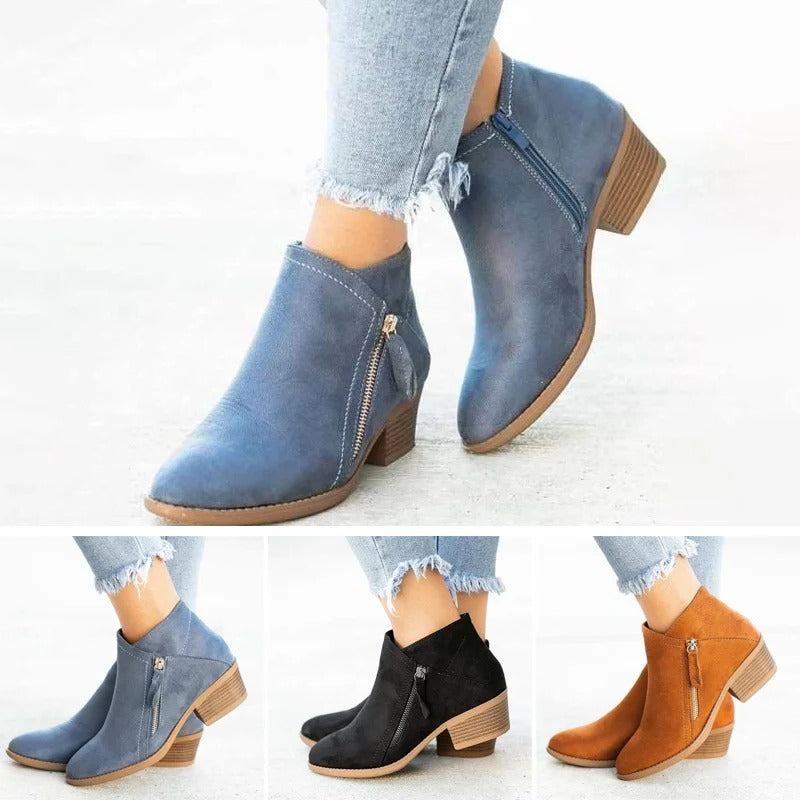 Corinne | Women's Suede Zip Ankle Boot