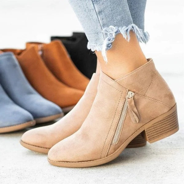 Corinne | Women's Suede Zip Ankle Boot