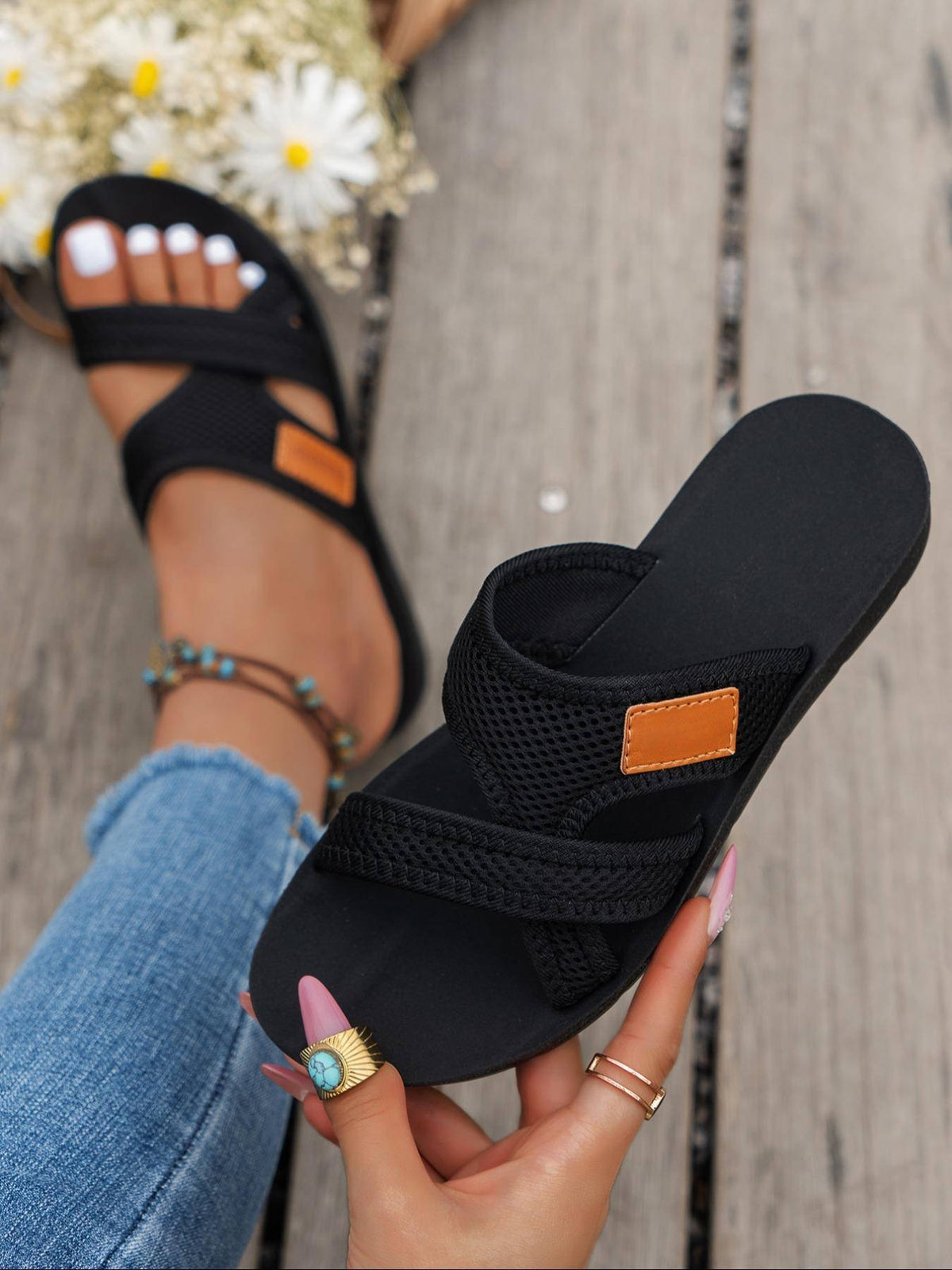 Lyra | Women's Mesh Buckle Strap Slide