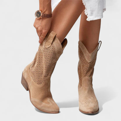 Lidia | Women's Perforated Suede Western Boot