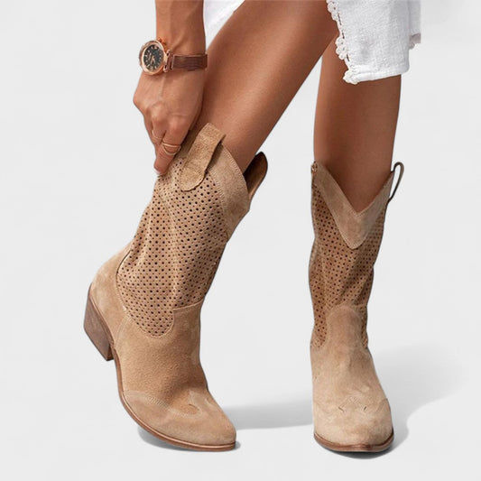 Lidia | Women's Perforated Suede Western Boot