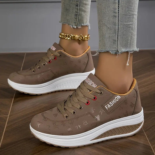 Mabel | Women's Leather Look Lace Up Sneaker