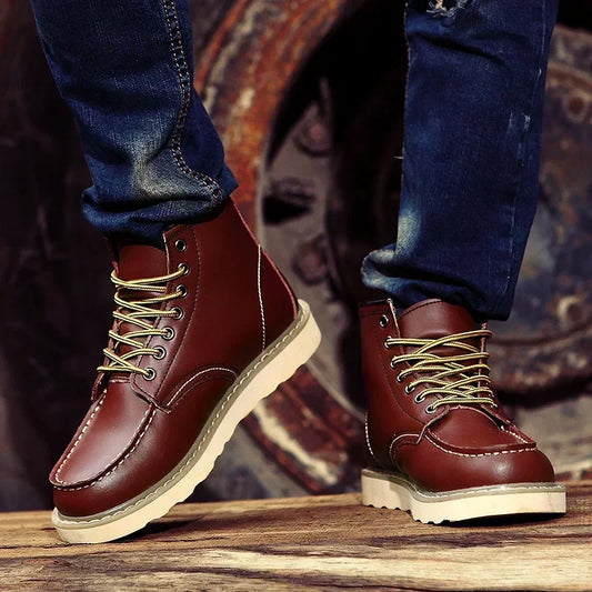 Neil | Men's Leather Look Lace Up Boot