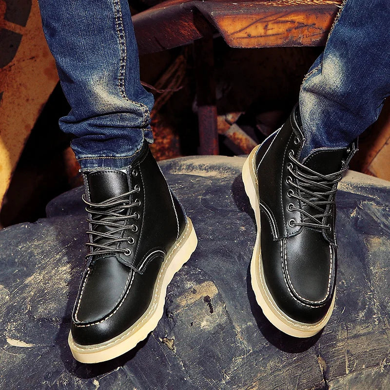 Neil | Men's Leather Look Lace Up Boot