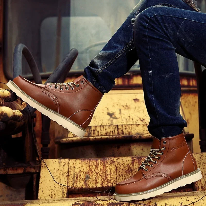 Neil | Men's Leather Look Lace Up Boot