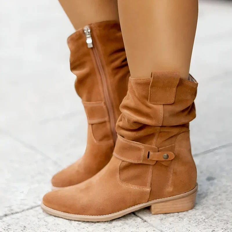 Isolde | Women's Check Pattern Suede Look Boot
