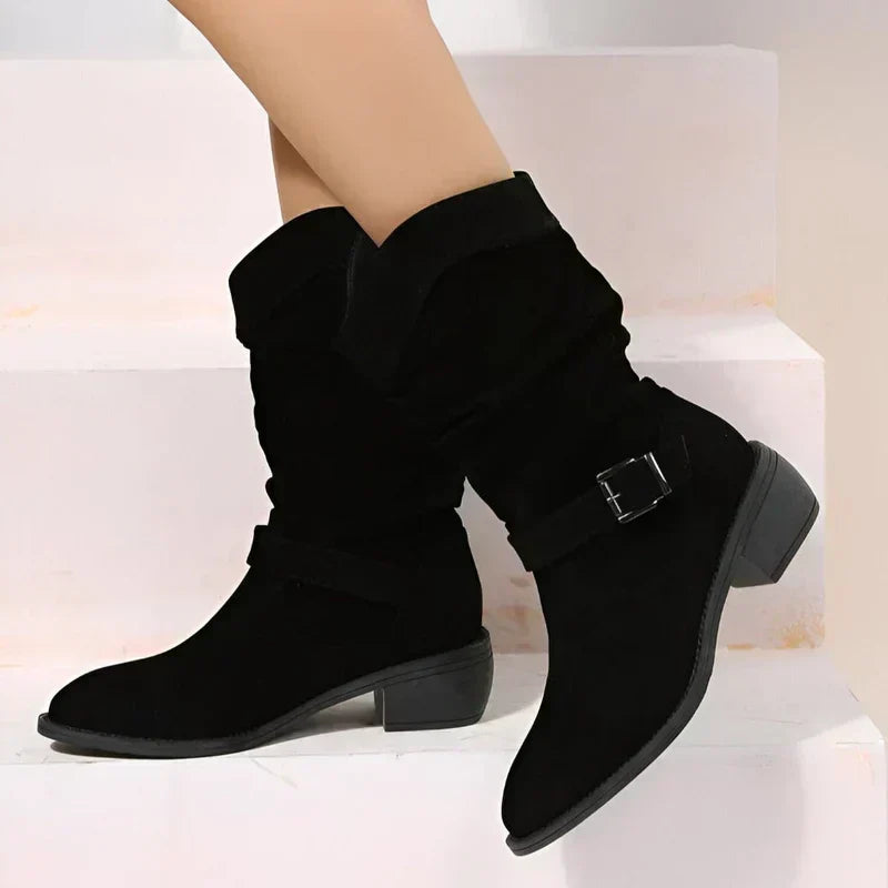 Isolde | Women's Check Pattern Suede Look Boot