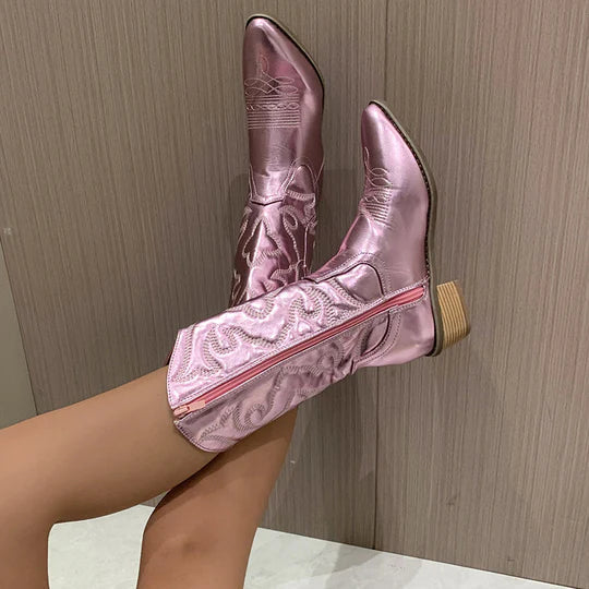 Rhona | Women's Leather Look Zip Western Boot