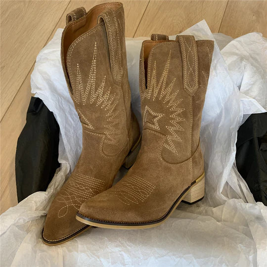 Rhona | Women's Leather Look Zip Western Boot