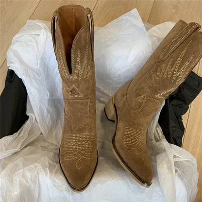 Rhona | Women's Leather Look Zip Western Boot