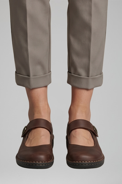 Sabina | Women's Cut Out Instep Strap Flat Shoe