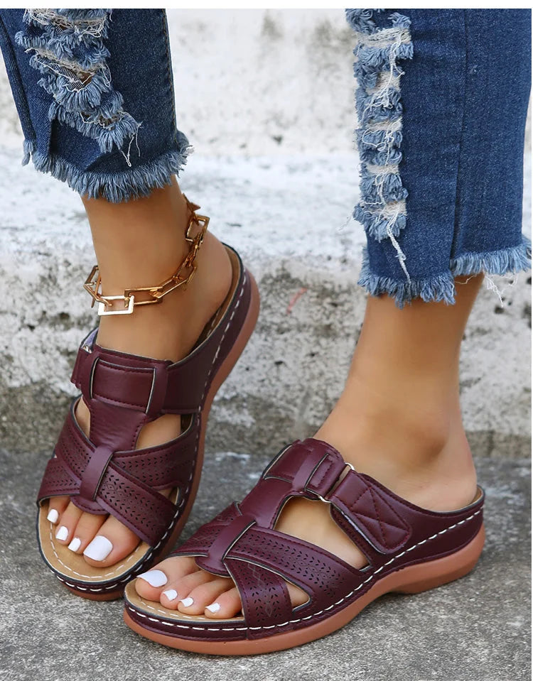 Tanja | Women's Perforated Leather Look Slide