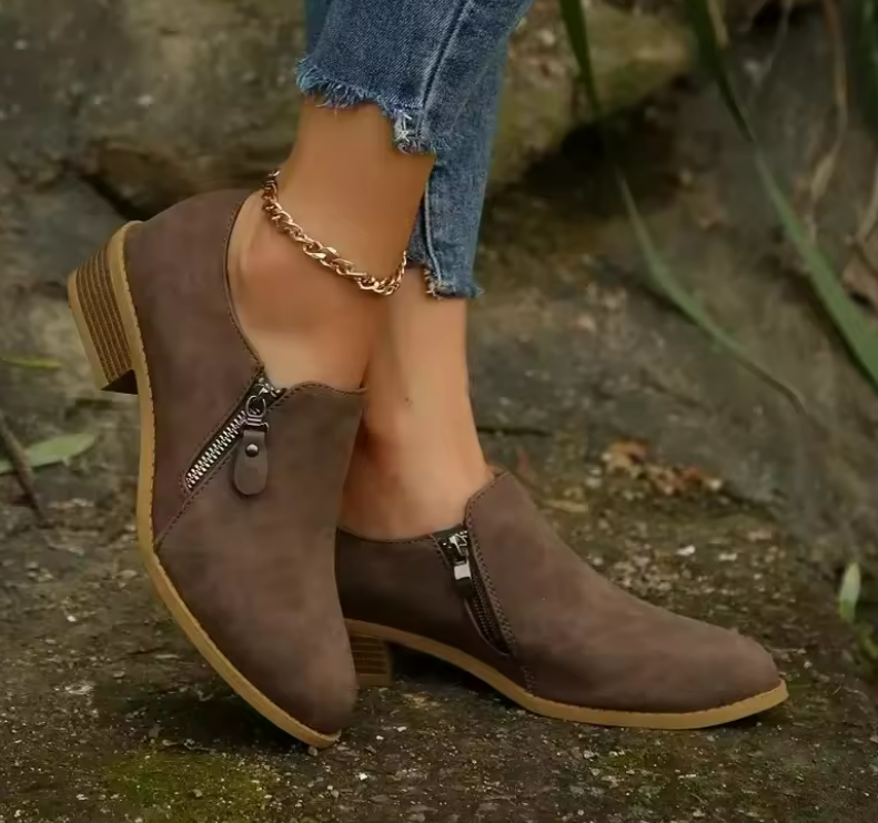 Pia | Women's Suede Look Wide Fit Ankle Boot
